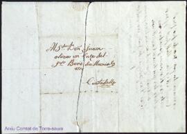 Carta emesa per Bartomeu Pons en el domicili de la baronia de Lluriach adreçada a Juan Olives i M...