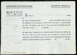 Rebuts de la contribució de fruits civils de la Renda Nacional a nom de Bernardo Ignacio Olives i...