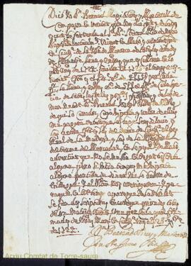 Acord entre Bernardo Magín Olives i Martorell i Stefano Ria / Tracto de las dinades del añy 1725