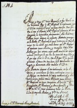 Carta emesa per Miquel Ruby adreçada a Bernardo Magin Olives i Martorell sobre el litigi que mant...