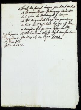 Rebut de lliurament de tres quarteres de blat a Francesc Seguí per part d'Antoni Fàbregues, condu...