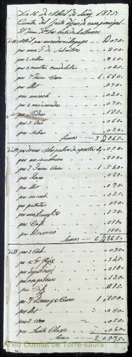 Llibretes de comptes de despeses ordinàries de menjar de la casa del comtat de Torre-saura per di...