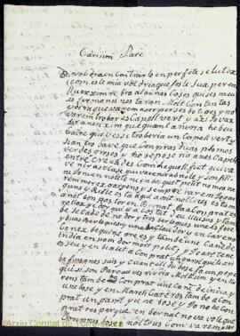 Carta emesa per Guillermo Olives i Olives adreçada al seu pare, Bernardo Magín Olives i Martorell