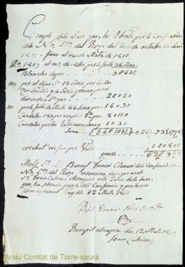 Comptes i justificants de despeses de l'església de Nostra Senyora del Roser de Ciutadella (misse...