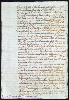 Testament de lamo Guillem Juanico conrredor fet vuy als 11 Maig 1736