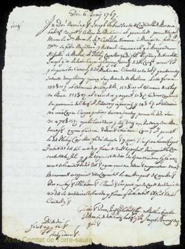 Spolit de Margarita Rosselló ab Fhelip Cavaller á 6 Juñy de 1767