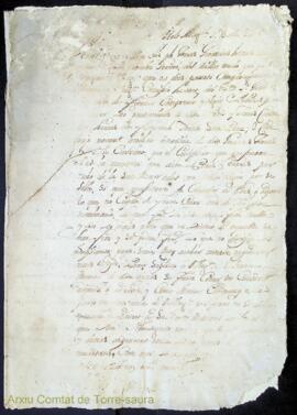 Còpia d'un document adreçat al batlle general de Menorca, possiblement, Bernardo Magin Olives i M...