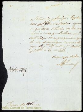 Carta emesa pel comte d'Alcúdia i Gestalgar adreçada a Guillermo Olives i Martorell en relació a ...