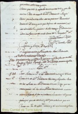 Documents incomplets sobre una causa judicial entre Bernardo Magín Olives i Martorell, curador de...