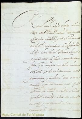 Carta de socors emesa per Guillermo Olives i Martorell adreçada al seu germà Bernardo Magín Olive...