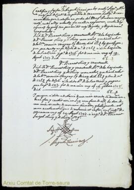 Rebudes del notari Andreu Mayans de diferents quantitats dineràries en concepte de rendes a favor...