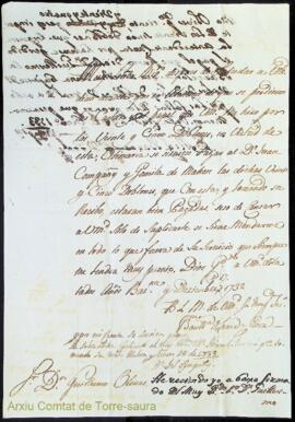 Carta de súplica emesa per Baptista Olarria i Roca adreçada a Guillermo Olives i Martorell