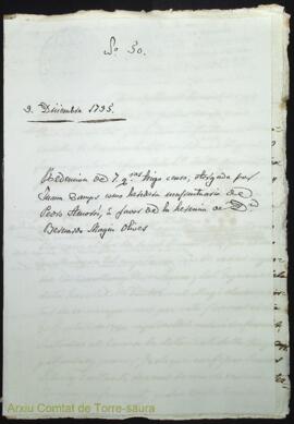 Redención de 7 quarteras trigo censo, otorgada por Juana Camps como heredera usufructuaria de Ped...
