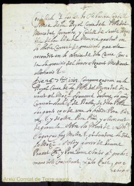 Certificat emès per Sebastià Cardell, de la Reial Curia de la Poble des Mercadal, Ferreries i Cas...