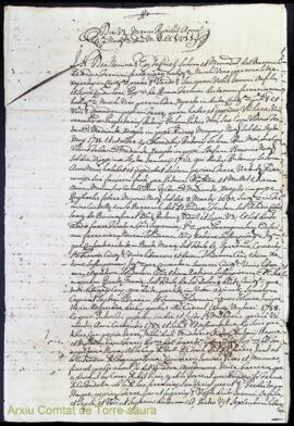 Carta de Juan Orfila y Segui conductor de la posesió de Ruma de una pessa de terra compra á Gabri...