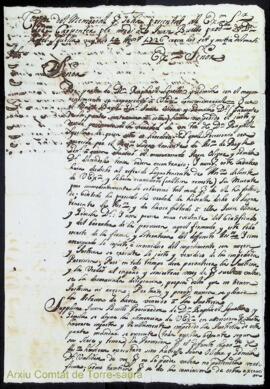 Copia del memorial que se ha presentat al Exm. Governador Carpenter per medi de Juan Buills procu...
