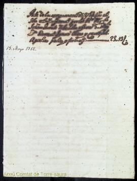 Acte de encarregament de 27 lliures cens ab sola rebuda firmat per los M. Magchs. Señors Jurats d...