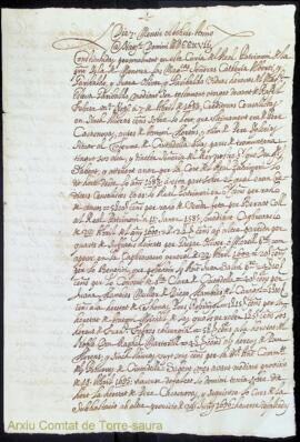Escrit de la Cúria del Reial Patrimoni de Menorca en relació al censal d'un hort de Caterina Albe...
