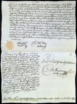 Títol de Inquisidor a favor de D. Bernat Olives i Cardona / En aquest legajo se trobera lo Baptis...