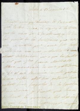 Carta emesa per Bernardo Olives i Seguí adreçada al seu oncle Gabino Olives i Olives