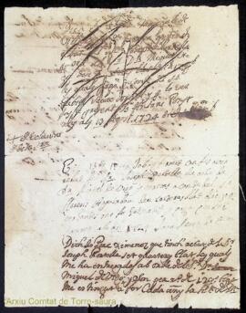 Rebuts de lliurament de diferents quantitats de blat en concepte de pensió a favor de Pere Ximene...