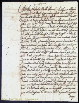 Carta emesa per Marcos Squella adreçada a Bernardo Ignacio Olives i Quart  com a batlle general i...