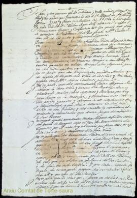 Albara per arrendar per tres añys lo hort y viña de la heretat de Nicolau Segui. Dia 31 Juliol 1758