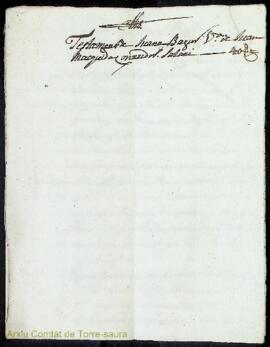 Testament de Juana Bagur Vda de Juan Masquida conrredor